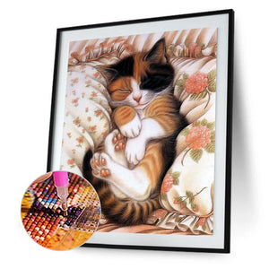 Sleeping Cat 40x30cm(canvas) full round drill diamond painting
