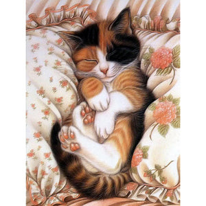 Sleeping Cat 40x30cm(canvas) full round drill diamond painting
