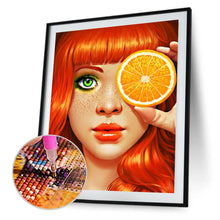 Load image into Gallery viewer, Orange Girl 30x40cm(canvas) full round drill diamond painting
