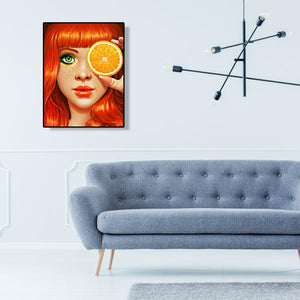 Orange Girl 30x40cm(canvas) full round drill diamond painting