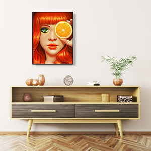 Orange Girl 30x40cm(canvas) full round drill diamond painting