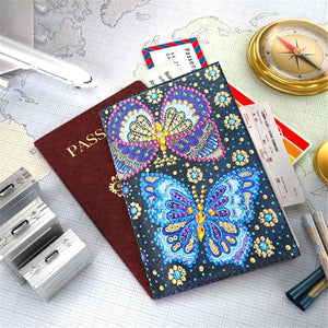 Butterfly DIY Special Shaped Diamond Painting Travel Leather Passport Cover