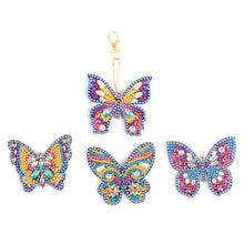 Load image into Gallery viewer, 4pcs Butterfly 5D Full Drill Special Diamond Painting Key Chain Key Ring
