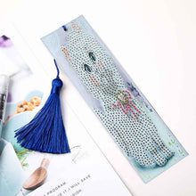 Load image into Gallery viewer, DIY Tassel Bookmarks Special Shaped Diamond Painting White Cat Cross Stitch
