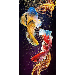 Two Swimming Fish 45x85cm(canvas) full round drill diamond painting