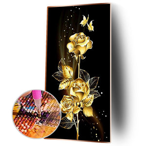 Golden Flower 45x85cm(canvas) full round drill diamond painting