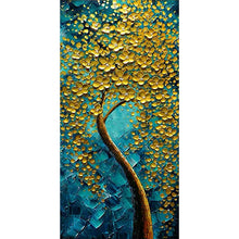 Load image into Gallery viewer, Golden Flower Tree 45x85cm(canvas) full round drill diamond painting

