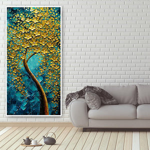 Golden Flower Tree 45x85cm(canvas) full round drill diamond painting