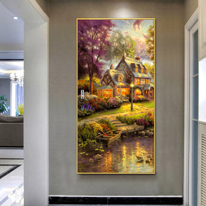 Woods Landscape 45x85cm(canvas) full round drill diamond painting