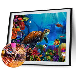Sea Turtle Animal 50x40cm(canvas) full square drill diamond painting