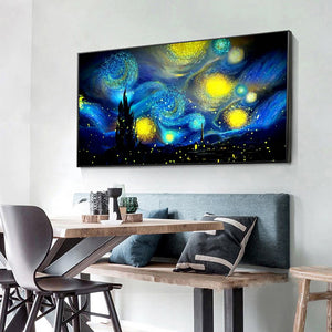 Abstract Night Sky 80x45cm(canvas) full round drill diamond painting