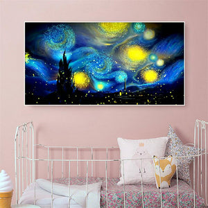 Abstract Night Sky 80x45cm(canvas) full round drill diamond painting