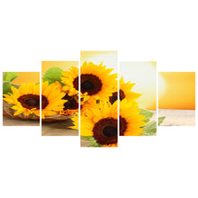 Load image into Gallery viewer, Sunflower 5 Panel 95x45cm(canvas) full round drill diamond painting
