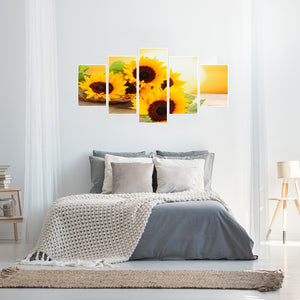 Sunflower 5 Panel 95x45cm(canvas) full round drill diamond painting