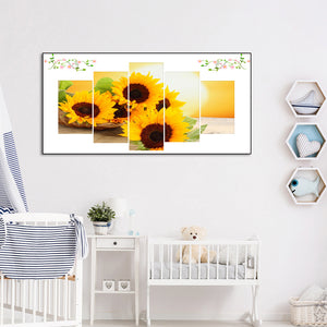 Sunflower 5 Panel 95x45cm(canvas) full round drill diamond painting