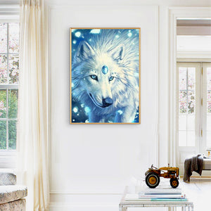 White Fur Wolf 30x40cm(canvas) full round drill diamond painting