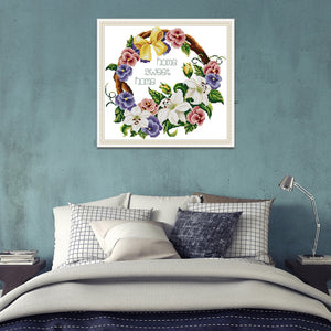 Flower 14CT Stamped Cross Stitch Kit 35x33cm(canvas)