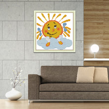 Load image into Gallery viewer, 14CT Thread Cross Stitch DIY Smile Sun Embroidery Needlework Kit 19*19CM
