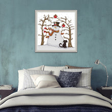Load image into Gallery viewer, 14CT Thread Cross Stitch DIY Snowman Embroidery Needlework Kit 33*33CM
