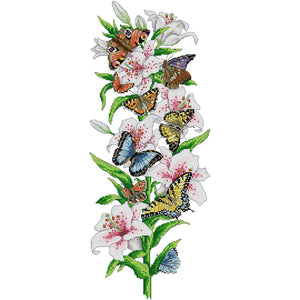 Flowers 14CT Stamped Cross Stitch Kit 27x57cm(canvas)