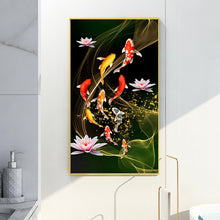 Load image into Gallery viewer, Koi Fish Lotus 45x85cm(canvas) full round drill diamond painting
