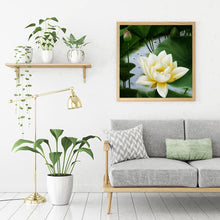 Load image into Gallery viewer, White Lotus 35x35cm(canvas) full round drill diamond painting
