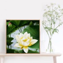 Load image into Gallery viewer, White Lotus 35x35cm(canvas) full round drill diamond painting
