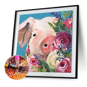 Flower Pig 30x30cm(canvas) full round drill diamond painting