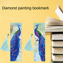 Load image into Gallery viewer, 2pcs Peacock DIY Special Shaped Diamond Painting Leather Tassel Bookmark

