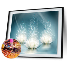 Load image into Gallery viewer, Three Lotus 45x35cm(canvas) full round drill diamond painting
