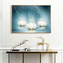 Load image into Gallery viewer, Three Lotus 45x35cm(canvas) full round drill diamond painting
