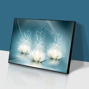 Three Lotus 45x35cm(canvas) full round drill diamond painting