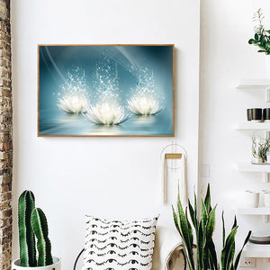 Three Lotus 45x35cm(canvas) full round drill diamond painting