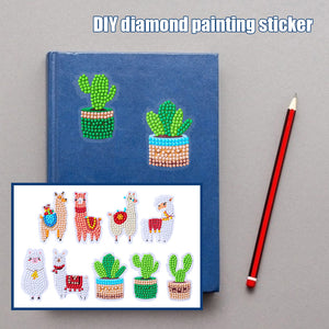 9pcs Round Diamond Painting Giraffe Cactus Stickers 5D Mosaic Wall Sticker