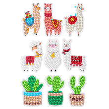 Load image into Gallery viewer, 9pcs Round Diamond Painting Giraffe Cactus Stickers 5D Mosaic Wall Sticker
