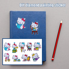 Load image into Gallery viewer, 9pcs Cartoon Cat DIY Diamond Painting Stickers Book Decor Adhesive Drawing
