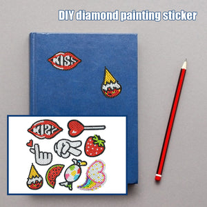 9pcs 5D Fruit Candy Diamond Painting Stickers Kit Rhinestone Bead Cup Decor