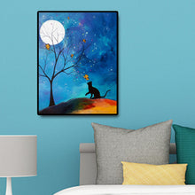 Load image into Gallery viewer, Moon Cat 30x40cm(canvas) full round drill diamond painting
