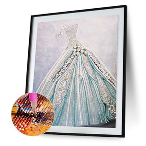 Wedding Dress 30x40cm(canvas)  beautiful special shaped drill diamond painting