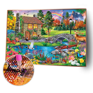 Hut 40x30cm(canvas) full round drill diamond painting