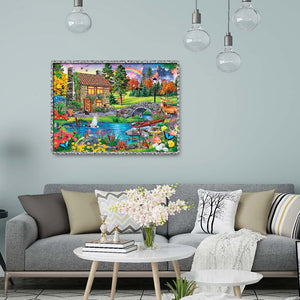 Hut 40x30cm(canvas) full round drill diamond painting