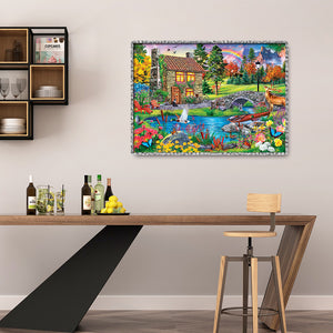 Hut 40x30cm(canvas) full round drill diamond painting