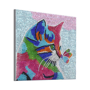 Butterfly Cat 30x30cm(canvas) beautiful special shaped drill diamond painting