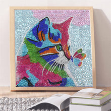 Load image into Gallery viewer, Butterfly Cat 30x30cm(canvas) beautiful special shaped drill diamond painting
