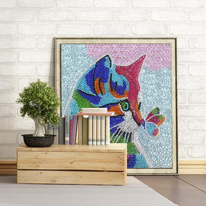 Butterfly Cat 30x30cm(canvas) beautiful special shaped drill diamond painting