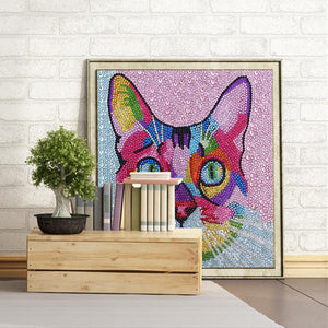 Colorful Cat 30x30cm(canvas) beautiful special shaped drill diamond painting