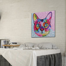 Load image into Gallery viewer, Colorful Cat 30x30cm(canvas) beautiful special shaped drill diamond painting
