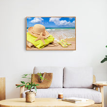 Load image into Gallery viewer, Beach Hat 50x40cm(canvas) full square drill diamond painting
