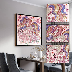 Horned Horse 30x30cm(canvas) beautiful special shaped drill diamond painting