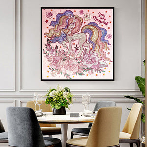 Horned Horse 30x30cm(canvas) beautiful special shaped drill diamond painting